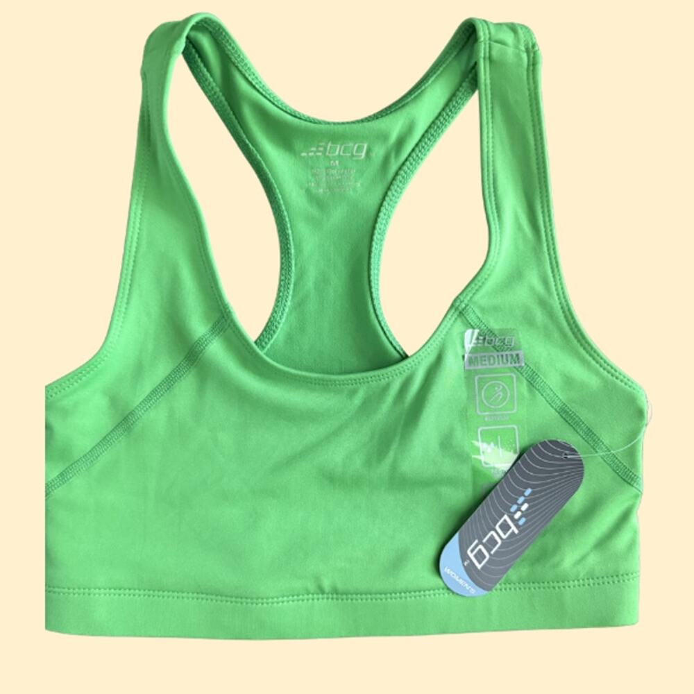 NWT BCG Green Racerback Sports Bra Unpadded Women's Medium Activewear